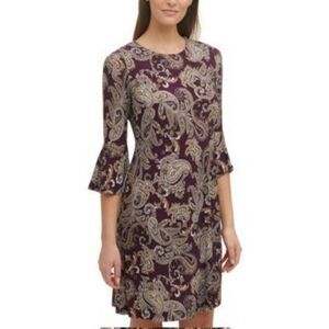 Tommy Hilfiger Womens Printed Bell Sleeve Mini Dress SIZE 8